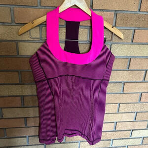 Lululemon Scoop Neck Tank Hyper Stripe Raspberry Glo Light/Raspberry Glo Light